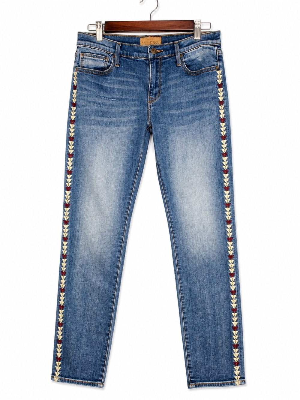 Driftwood Marilyn Size 27 Embroidered Side Stripe Classic Fit Jeans Boho Western
